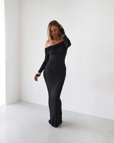 Sheer Maxi Dress - Black - SHOPJAUS - JAUS