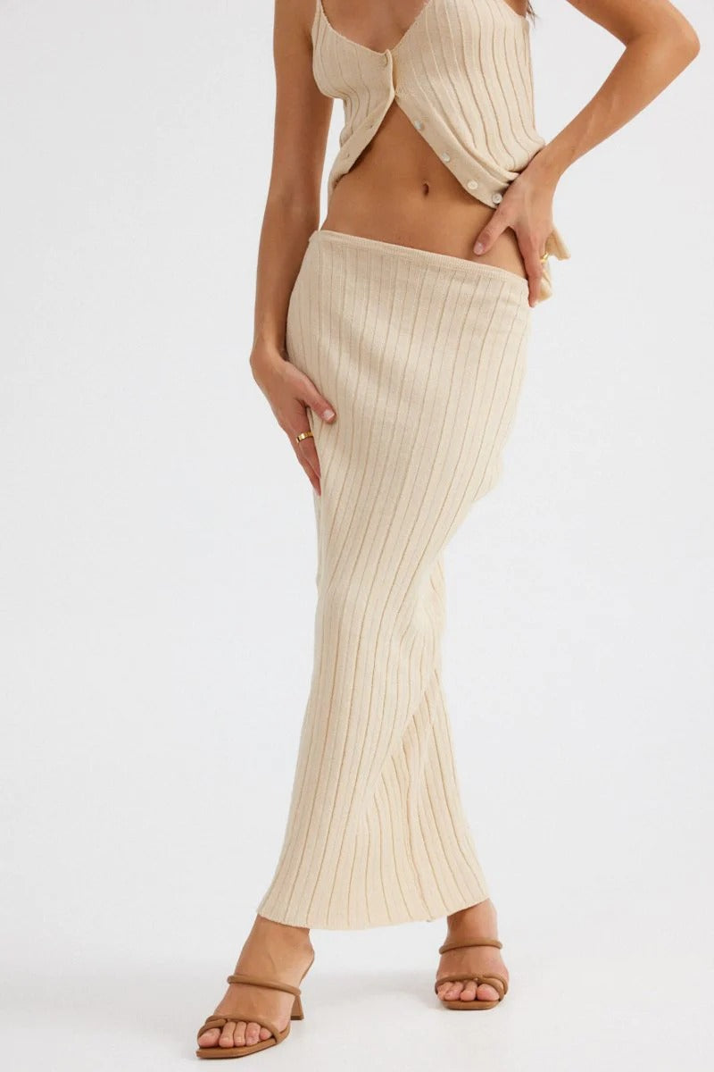 Baha Ribbed Skirt - Sand - SHOPJAUS - JAUS