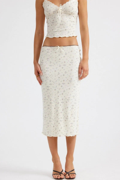 Helena Midi Skirt - Blue Floral - SHOPJAUS - JAUS