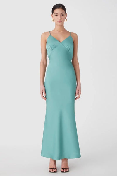 Misha Vida Satin Midi Dress - Juniper Green - SHOPJAUS - JAUS