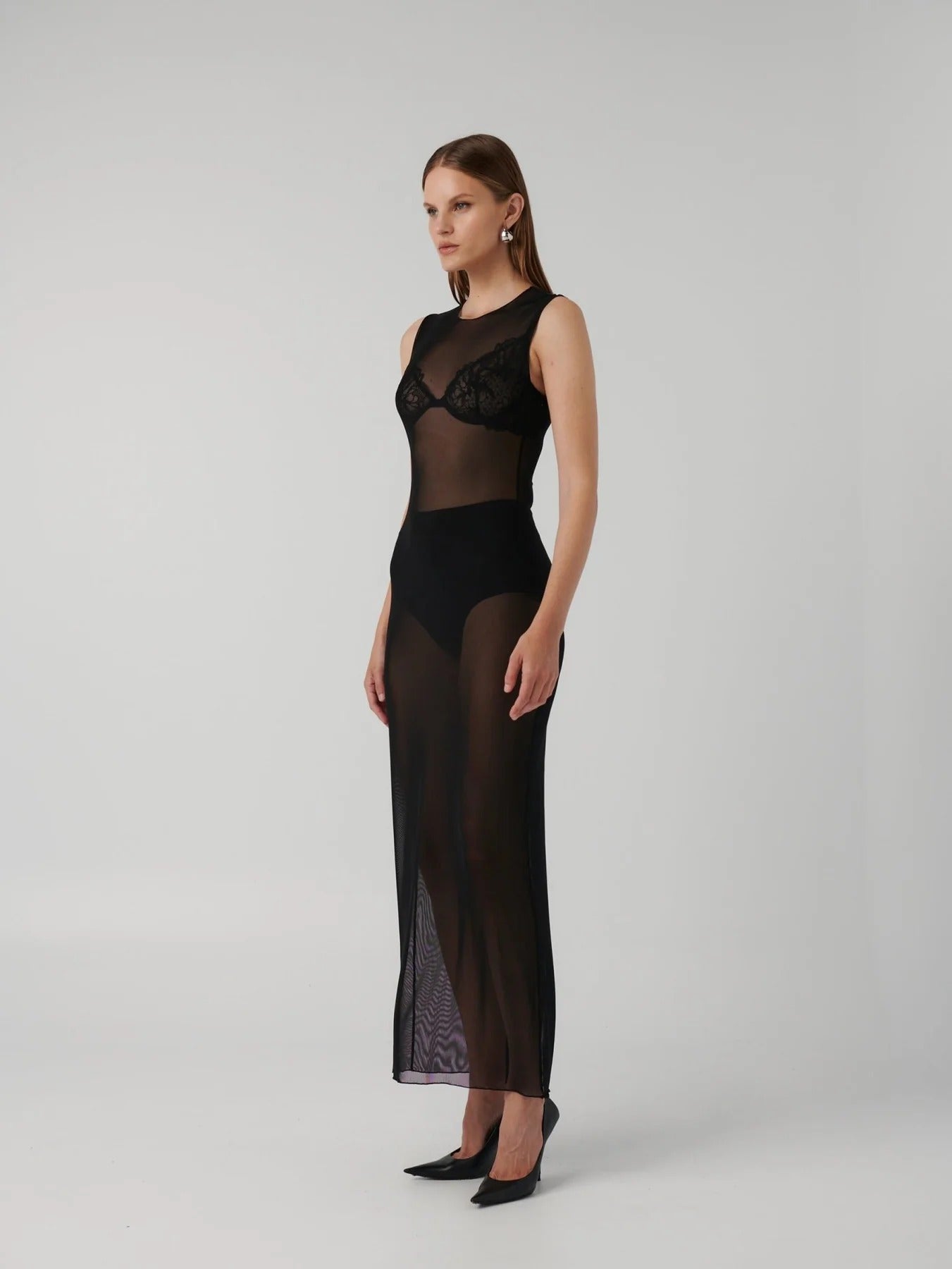 Nova Mesh Maxi Dress - Black - SHOPJAUS - JAUS