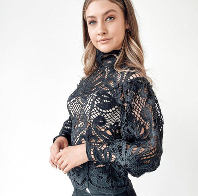 Elizabeth Lace Blouse - Black - JAUS