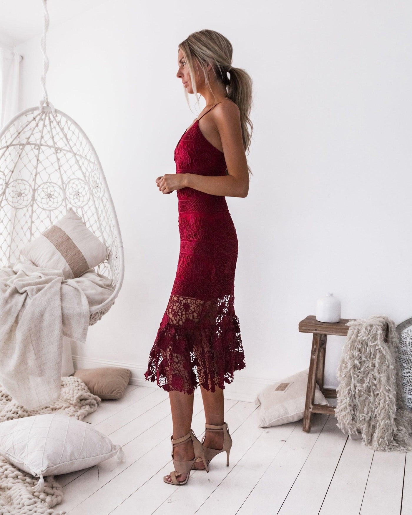 Estelle Dress - Wine - JAUS