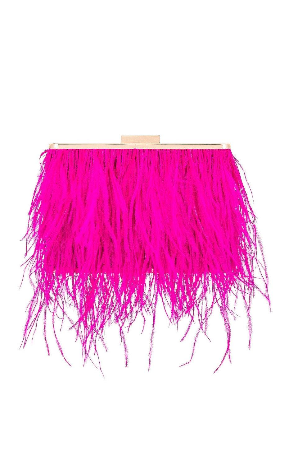 Estelle Feathered Clutch - Fuchsia - JAUS