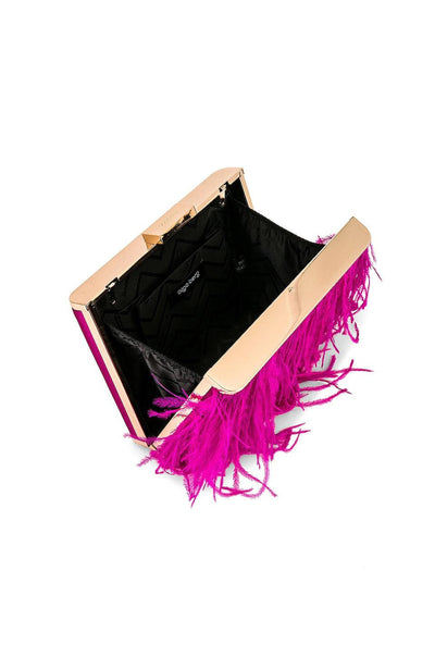 Estelle Feathered Clutch - Fuchsia - JAUS