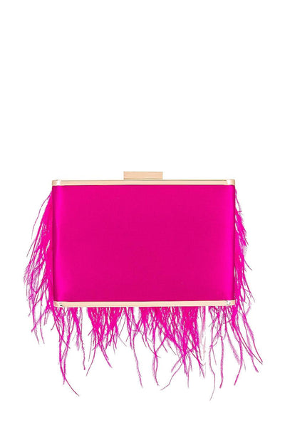 Estelle Feathered Clutch - Fuchsia - JAUS