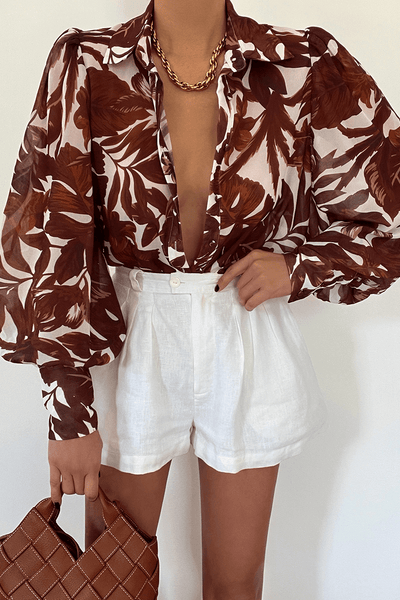 Fleet Blouse - Chocolate Print - JAUS