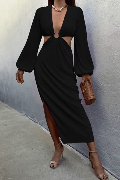 Freya Midi Dress - Black - JAUS