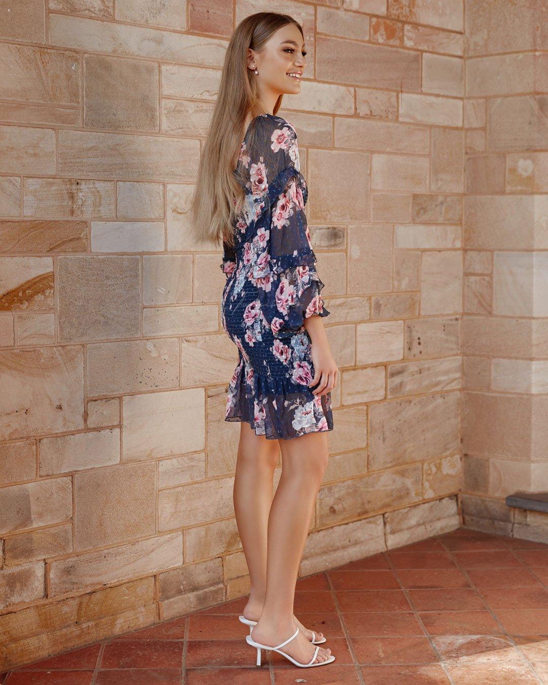 Gail Dress - Navy Floral - JAUS