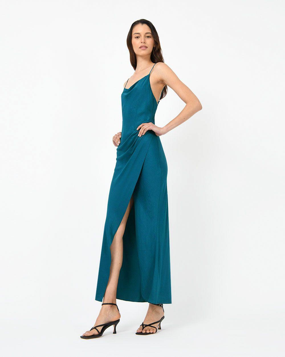 Isabella Low Back Dress - Teal - JAUS