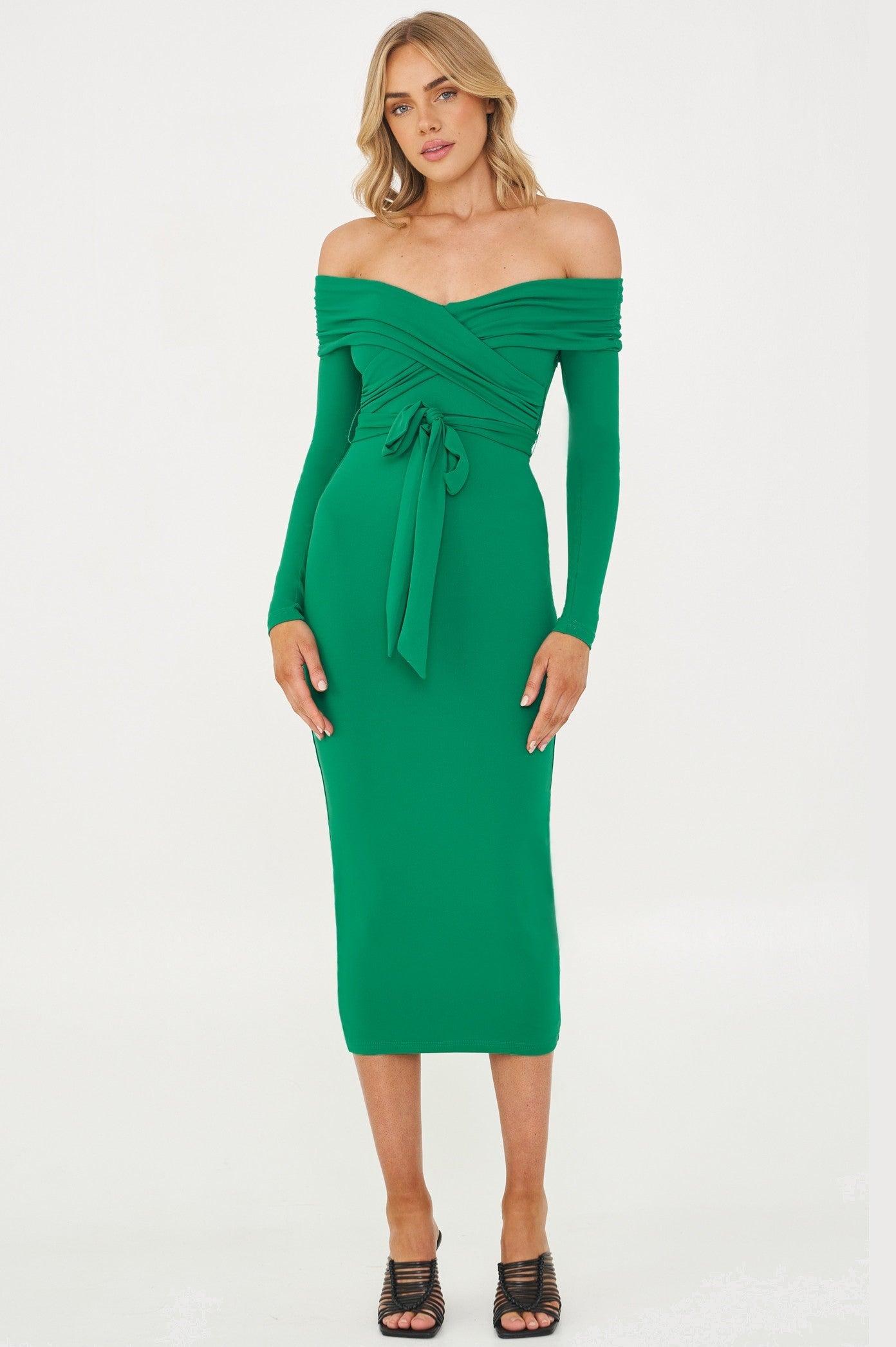 Joelle Midi Dress - Green - JAUS