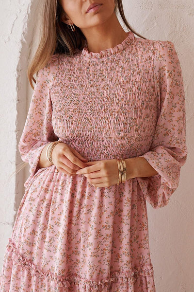 Juniper Shirred Dress - Blush - JAUS