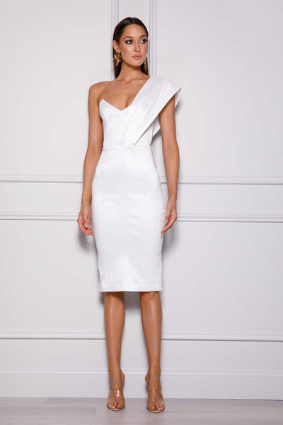 Kaiya Midi Dress - White - JAUS