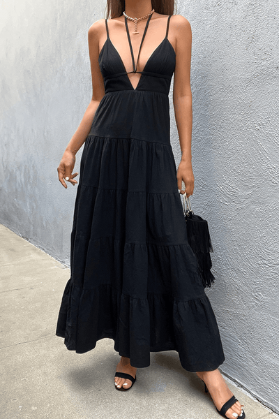 Kame Maxi Dress - Black - JAUS