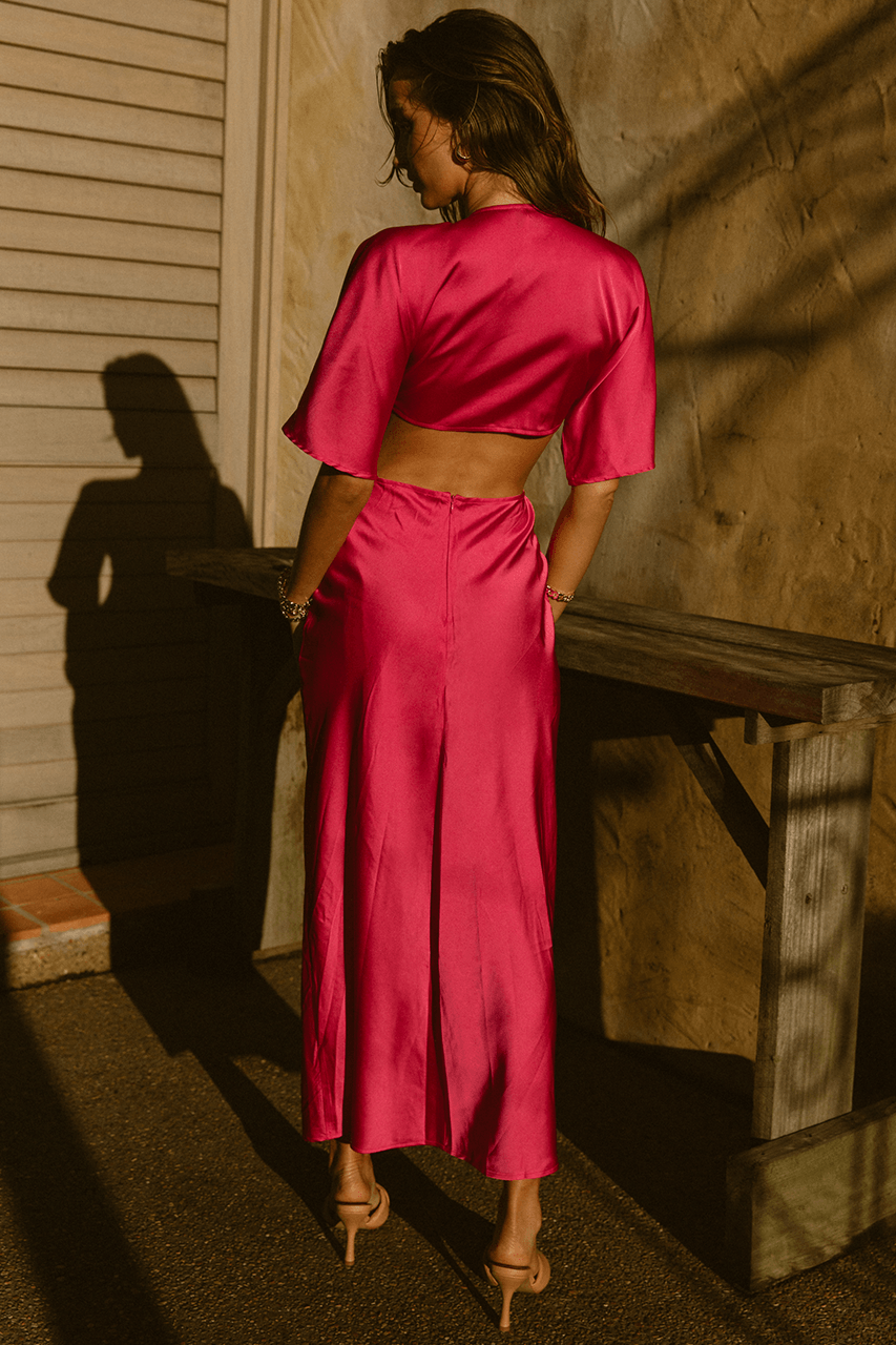 Kaylee Midi Dress - Fuschia - JAUS