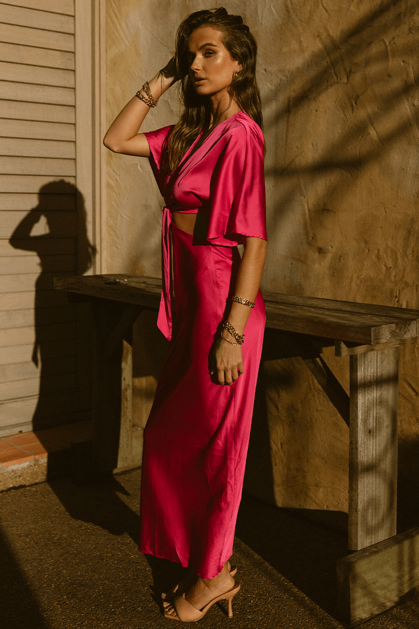 Kaylee Midi Dress - Fuschia - JAUS