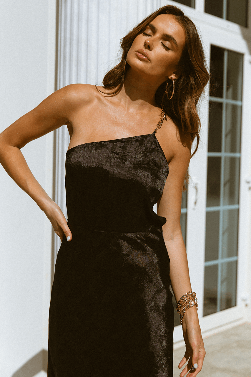 Larcy Slip Dress - Black - JAUS