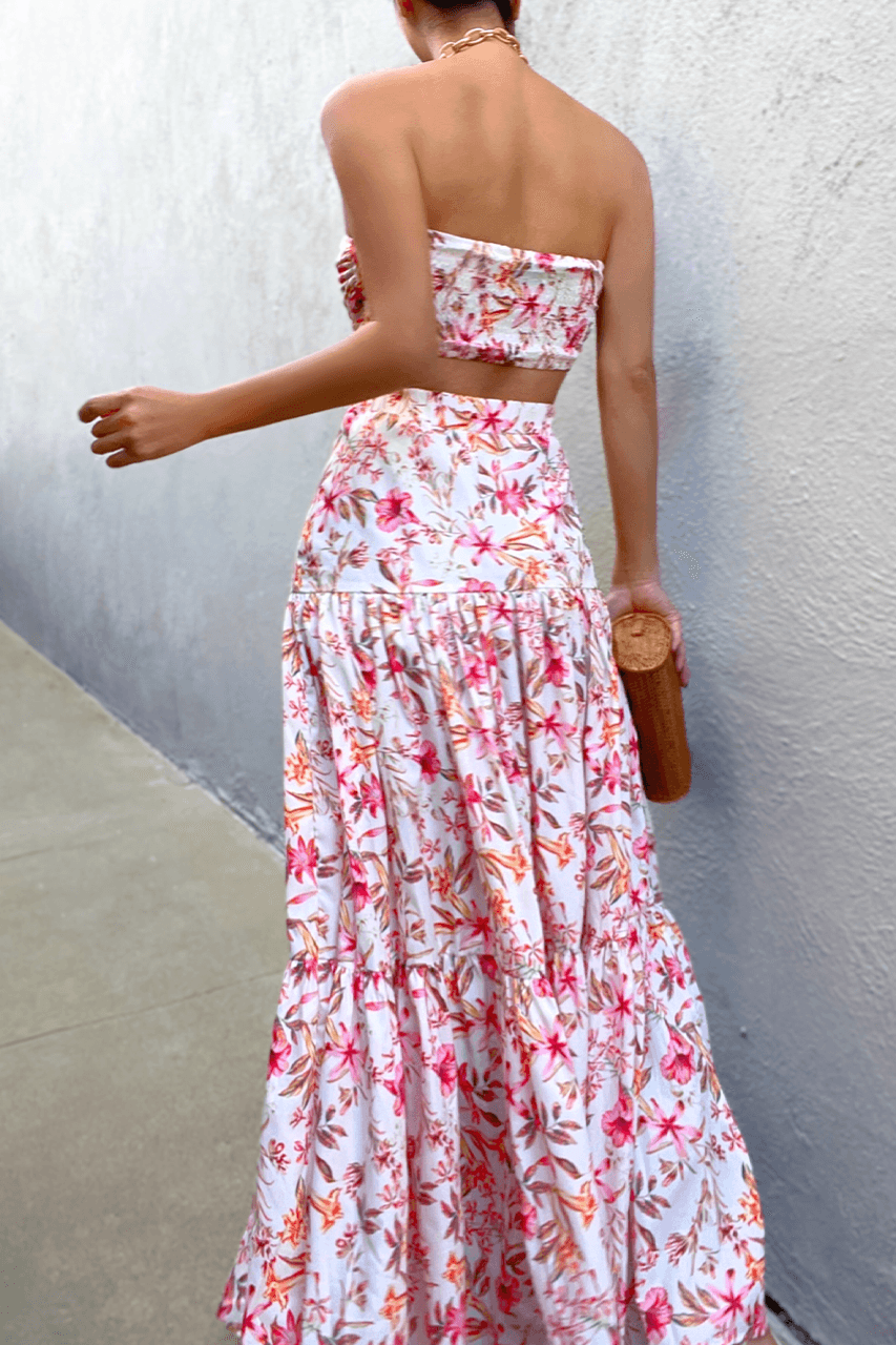 Leilani Maxi Skirt - White Floral - JAUS