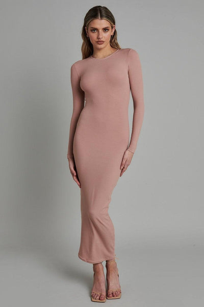 Long Sleeve Maxi Dress - Nude - JAUS