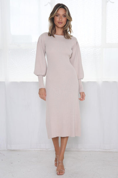 Lori Bell Sleeve Dress - Beige - JAUS