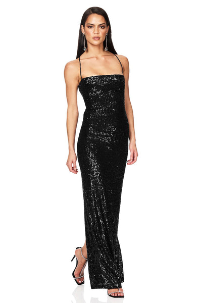 Nookie Lumina Lace Back Gown - Black