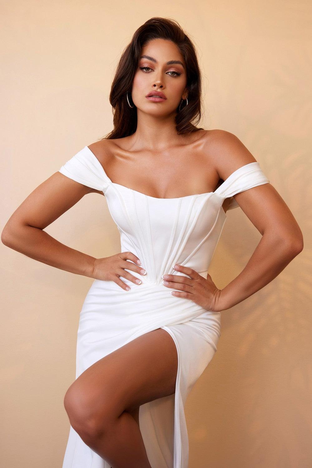 Malina Corset Gown - White - JAUS