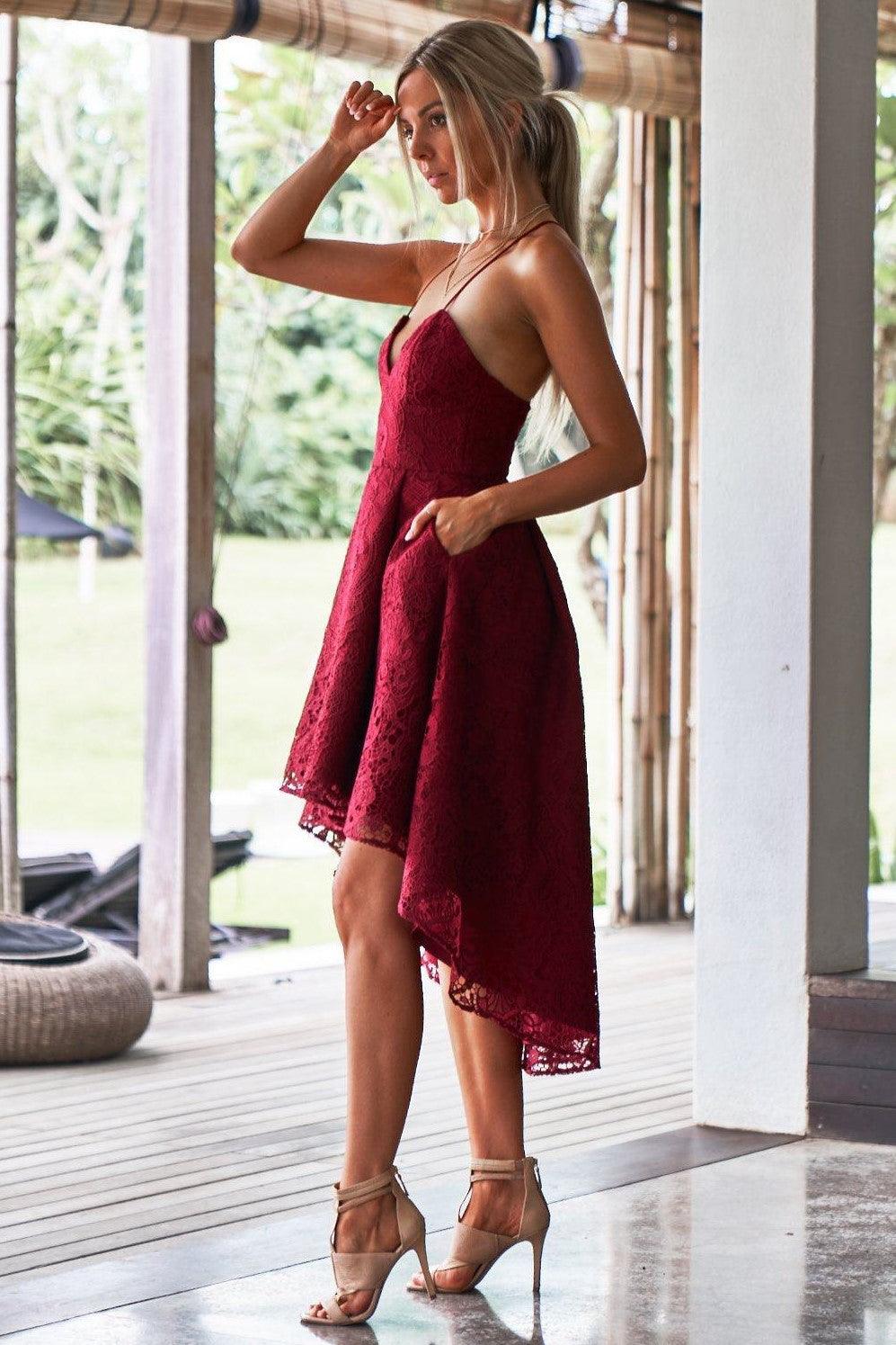 Marilyn Dress - Burgundy - SHOPJAUS - JAUS