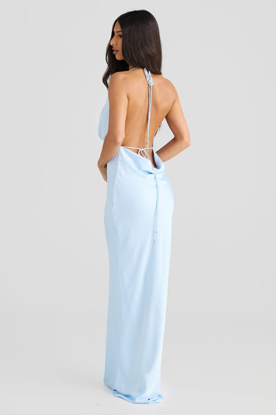 Josefina Dress - Sky Blue Satin