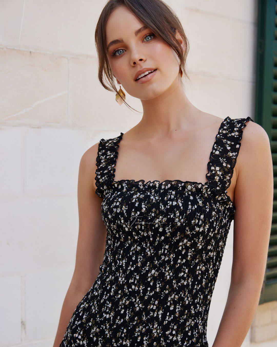 Mellie Dress - Black Floral - JAUS