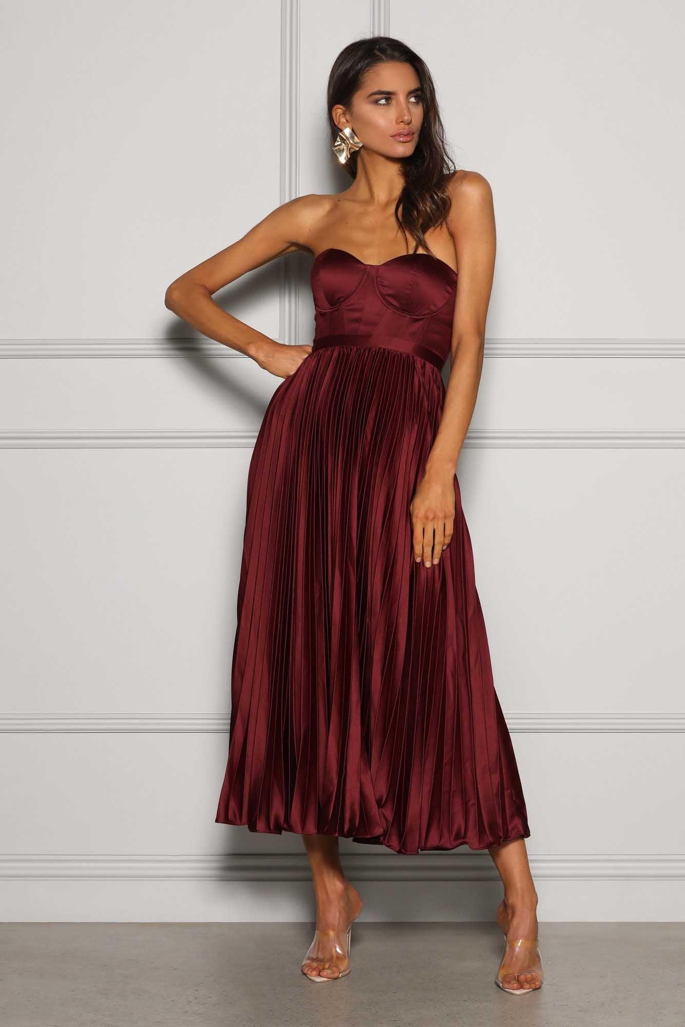 Milan Dress - Wine - JAUS