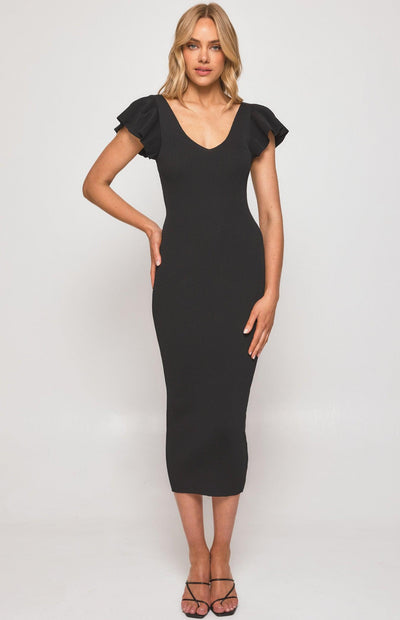 Mirabel Midi Dress - Black - JAUS