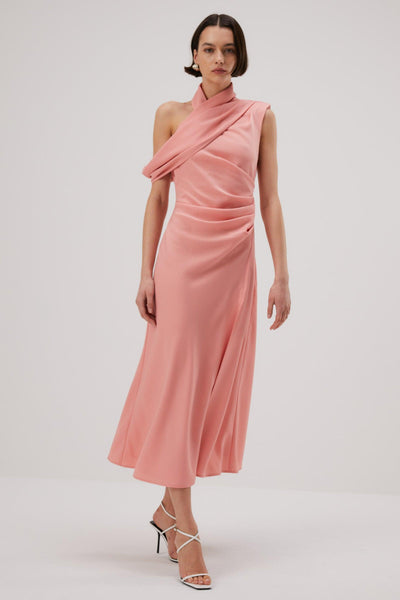 Misha Amiya Satin Midi Dress - Quartz Pink - JAUS