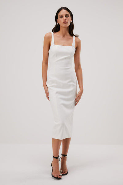 Misha Beck Bonded Midi Dress - Ivory - JAUS