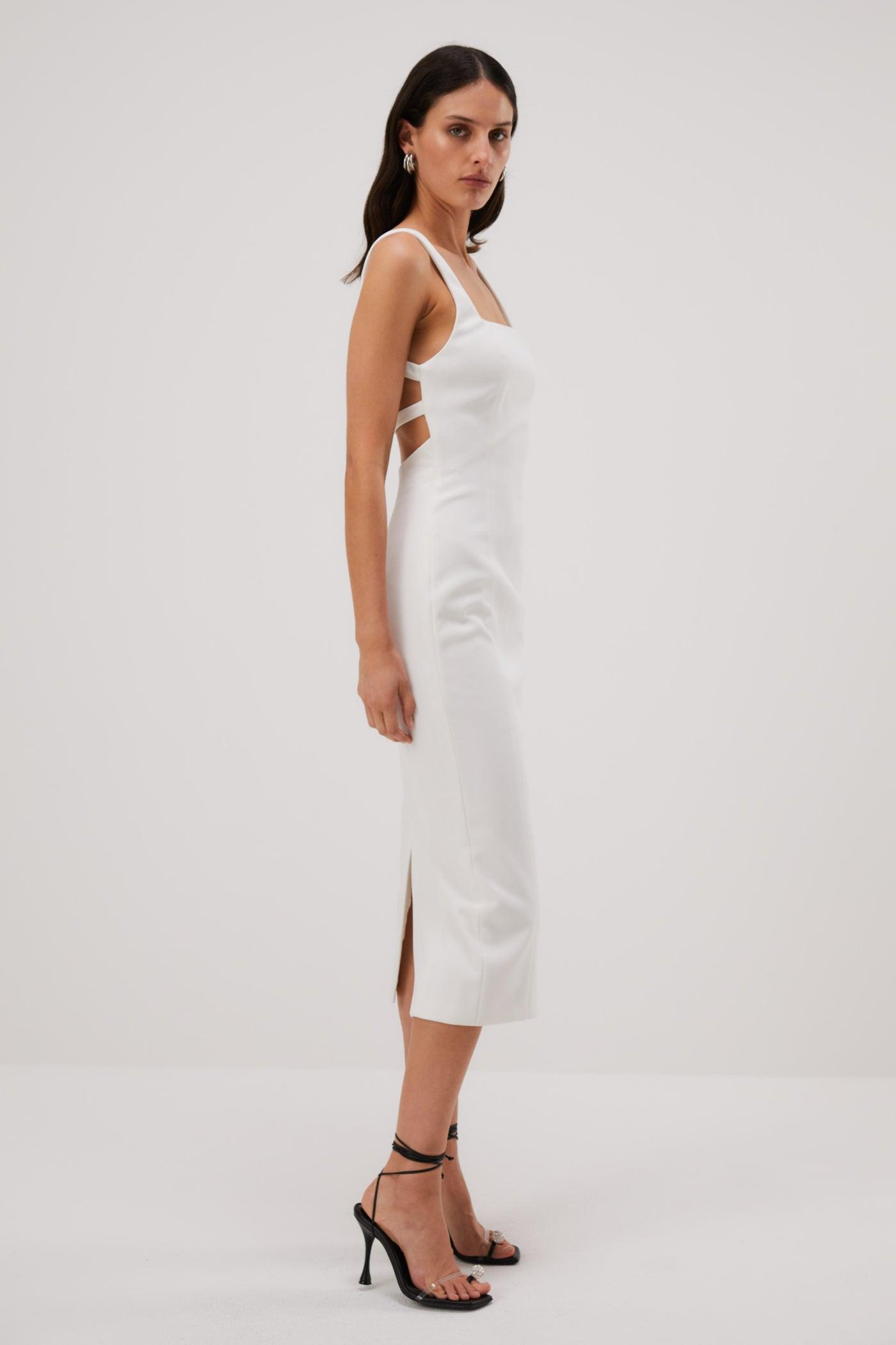 Misha Beck Bonded Midi Dress - Ivory - JAUS