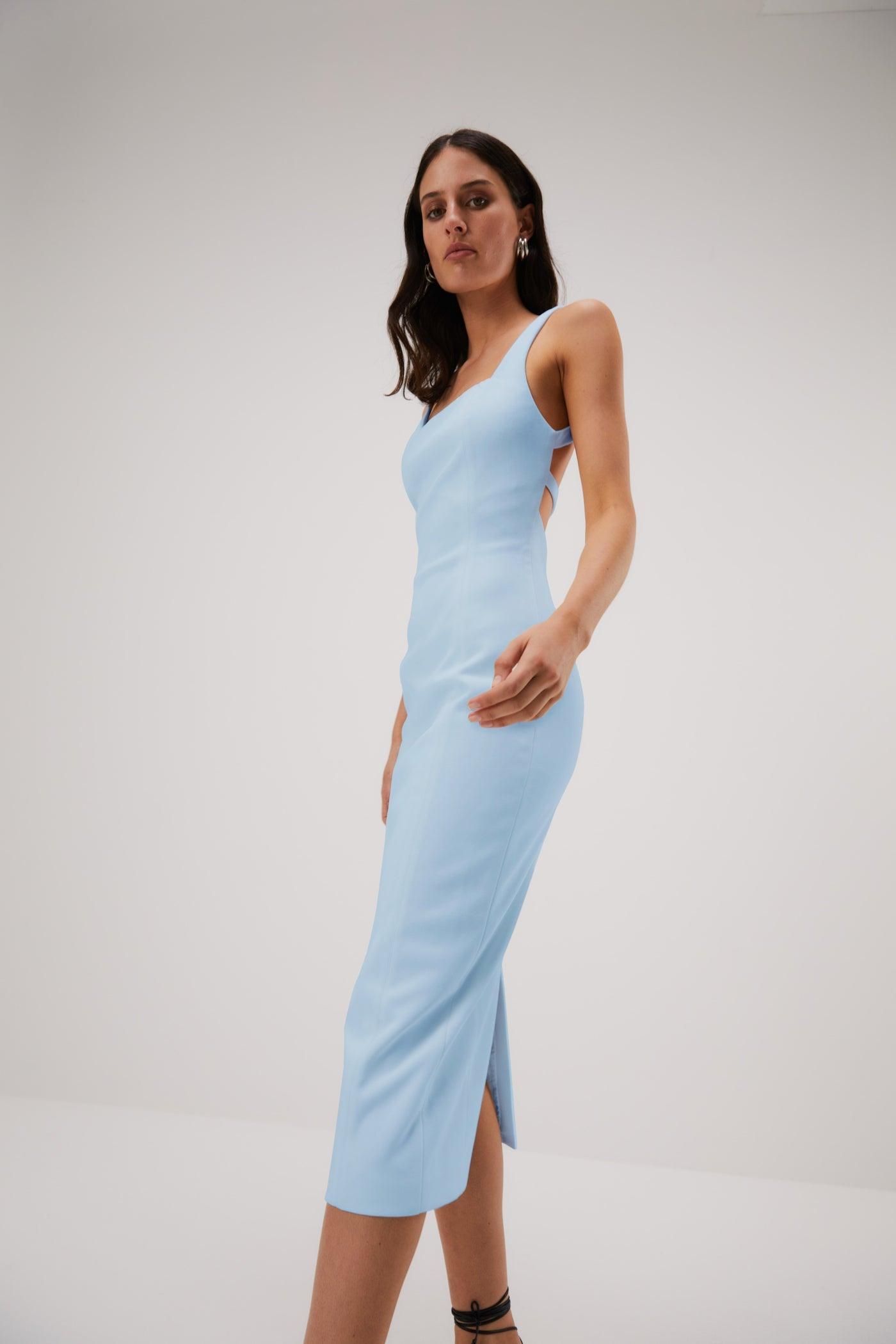 Misha Beck Bonded Midi Dress - Sky Blue - JAUS