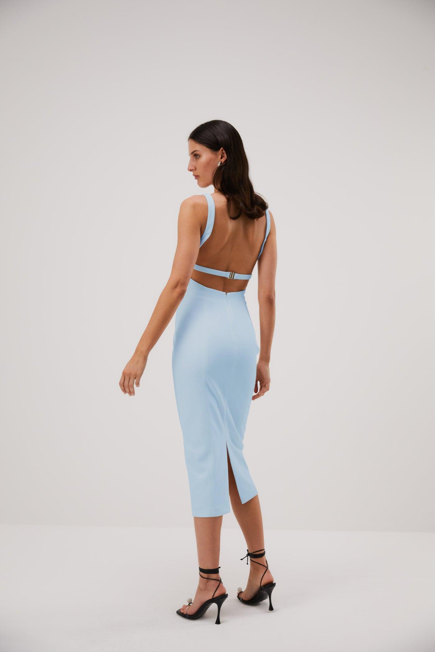 Misha Beck Bonded Midi Dress - Sky Blue - JAUS