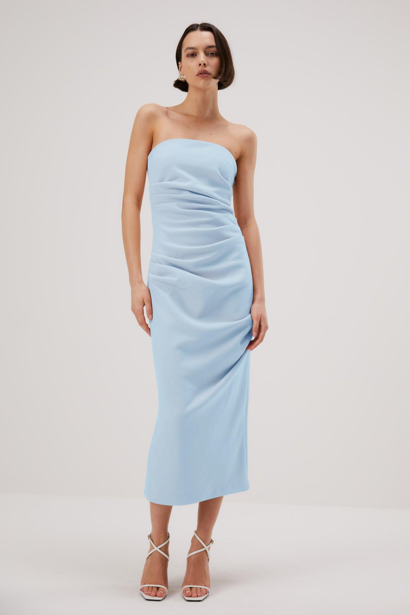 Misha Calandra Midi Dress - Sky Blue - JAUS