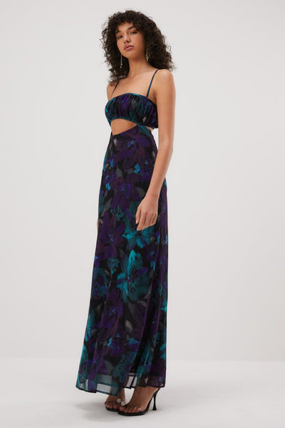 Misha Chita Georgette Maxi Dress - Water Color Floral - JAUS