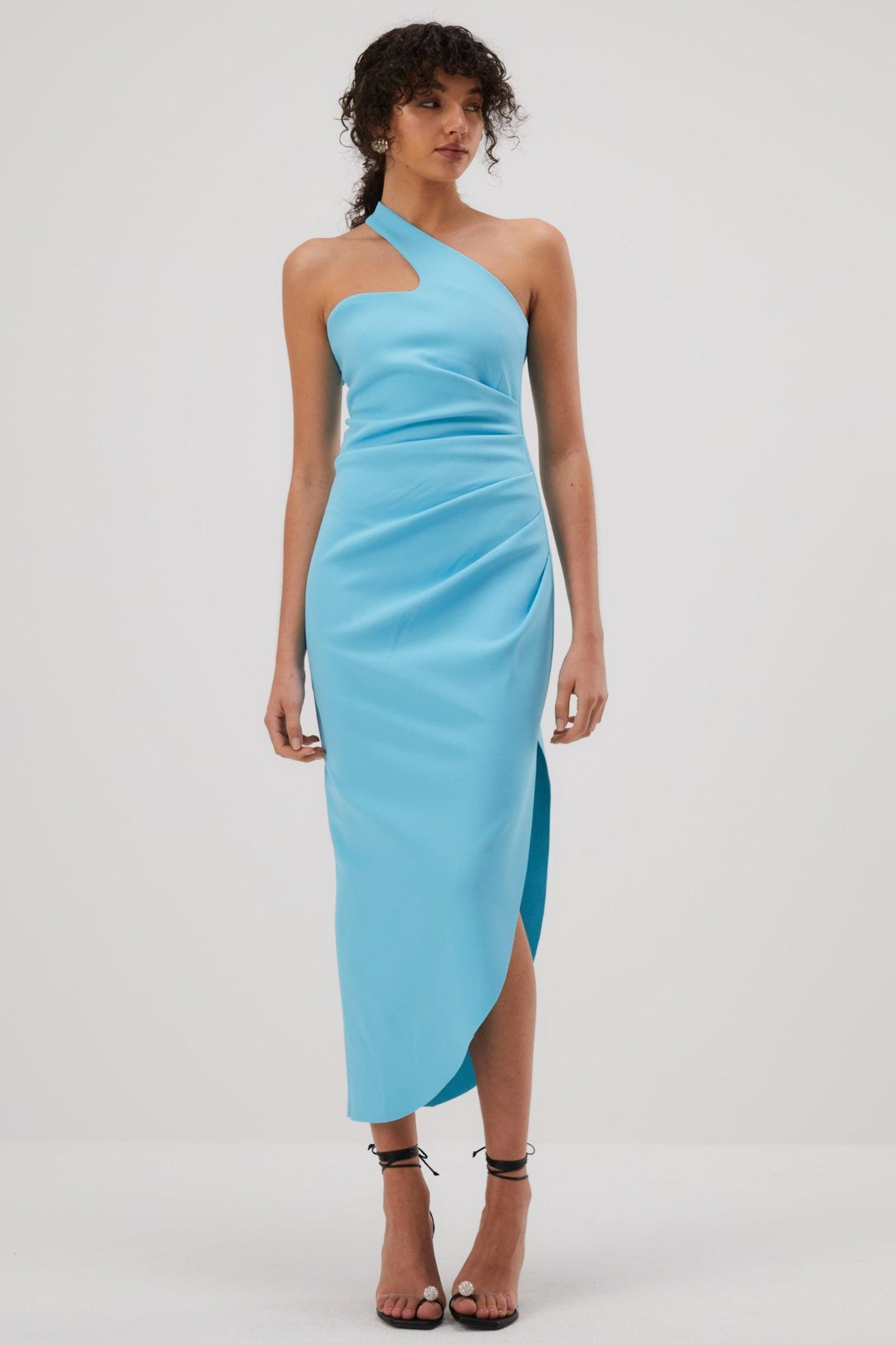 Misha Delancey Bonded Crepe Midi Dress - Aegan Blue - JAUS