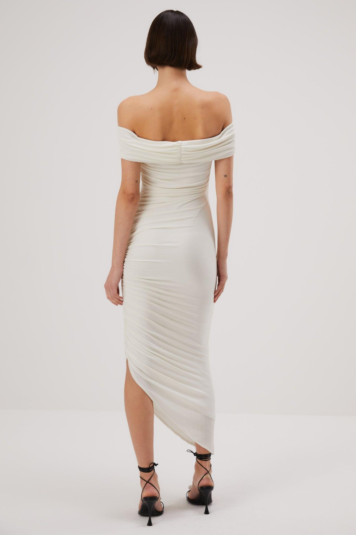 Misha Keoni Slinky Jersey Midi Dress - Ivory - JAUS