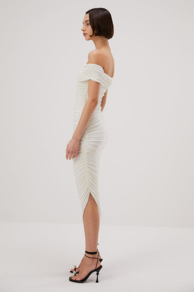 Misha Keoni Slinky Jersey Midi Dress - Ivory - JAUS