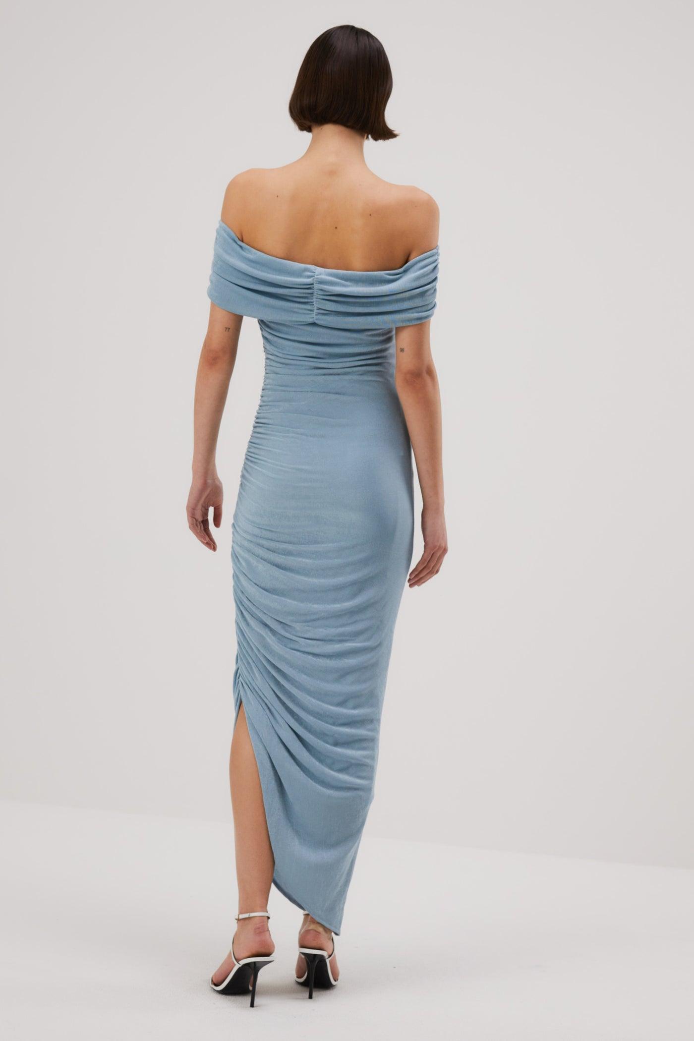 Misha Keoni Slinky Jersey Midi Dress - Sterling Blue - JAUS