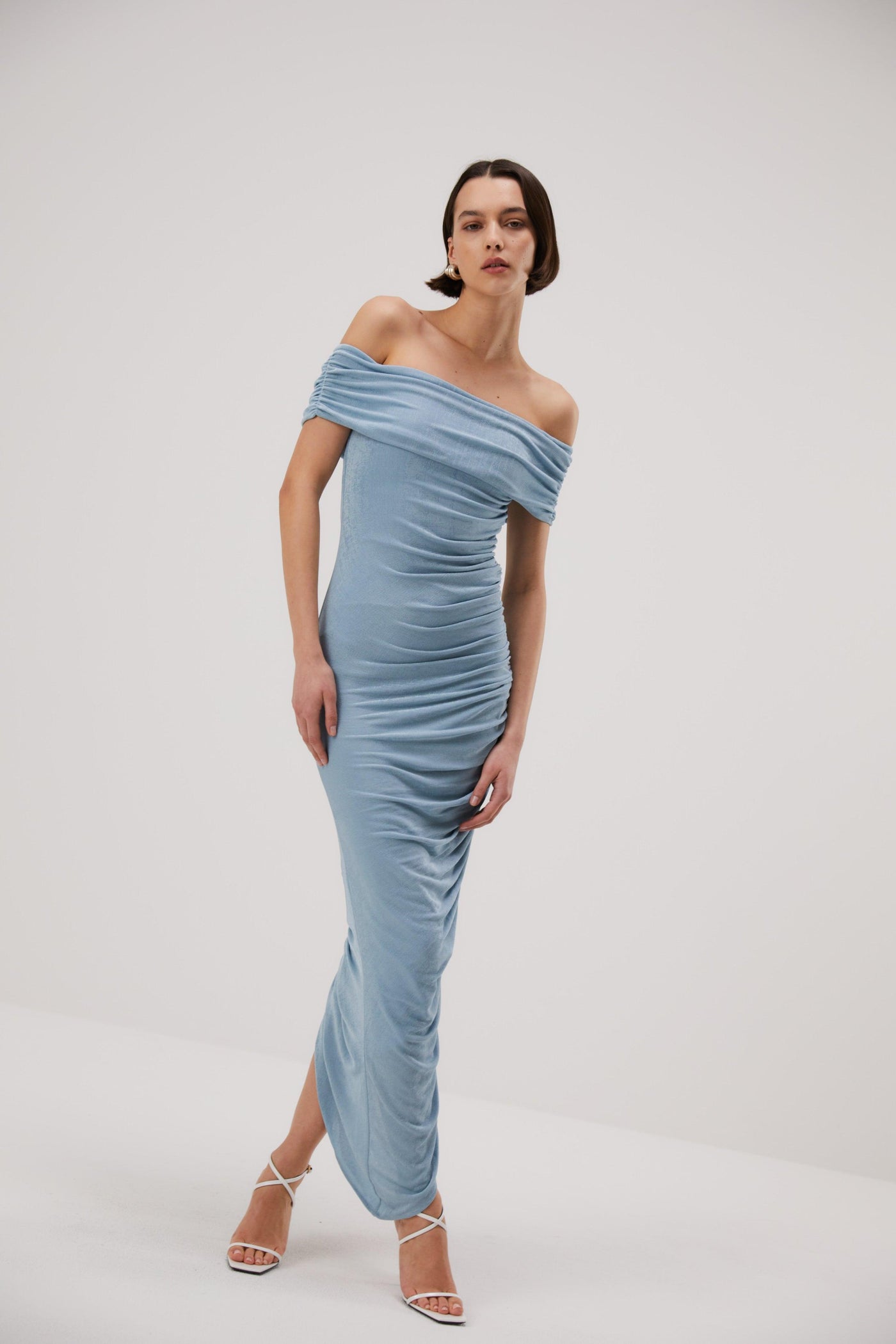 Misha Keoni Slinky Jersey Midi Dress - Sterling Blue - JAUS