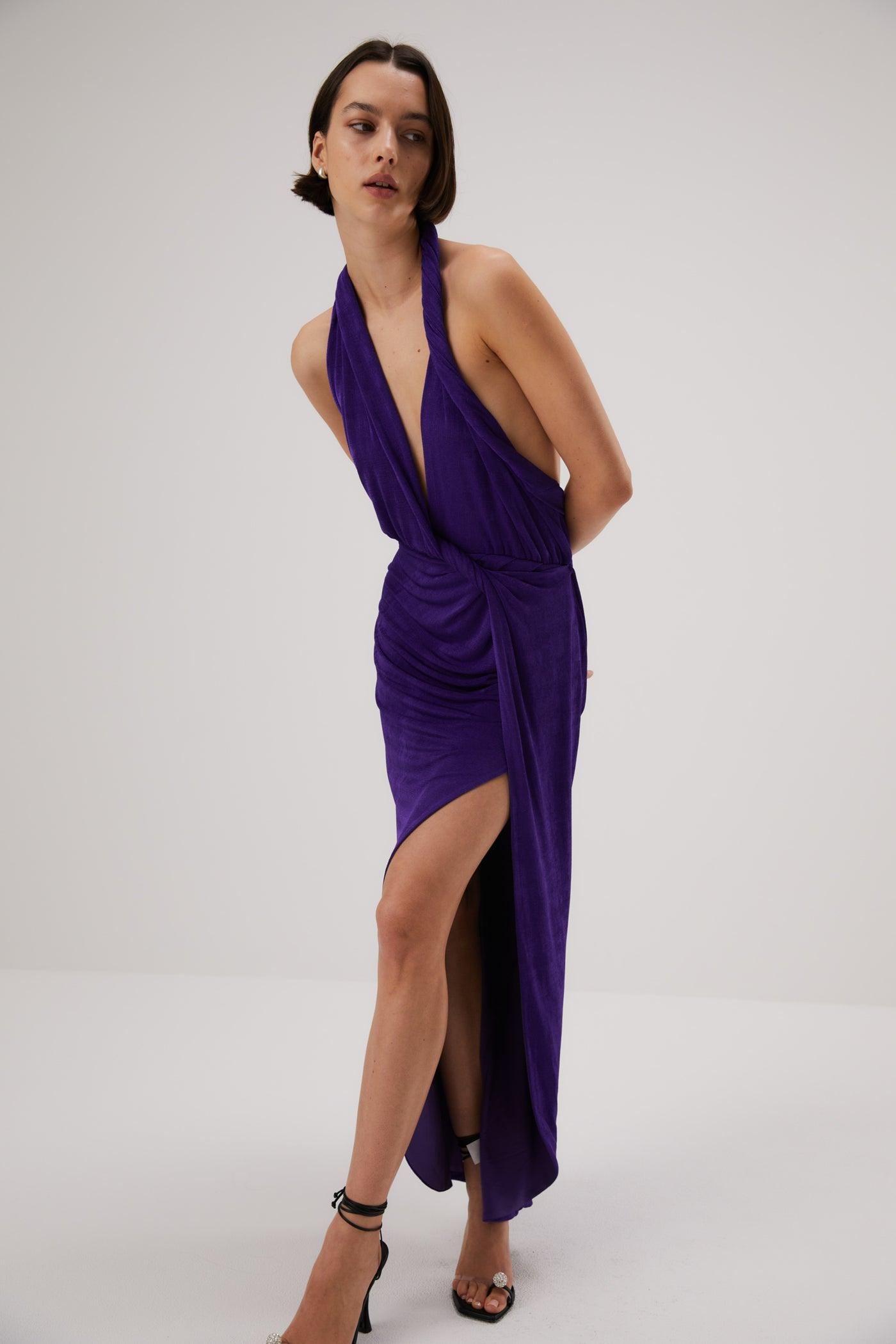 Misha Venetia Slinky Jersey Gown - Ultra Violet - JAUS