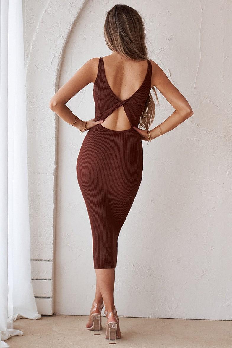 Nico Reversible Knit Dress - Chocolate - JAUS