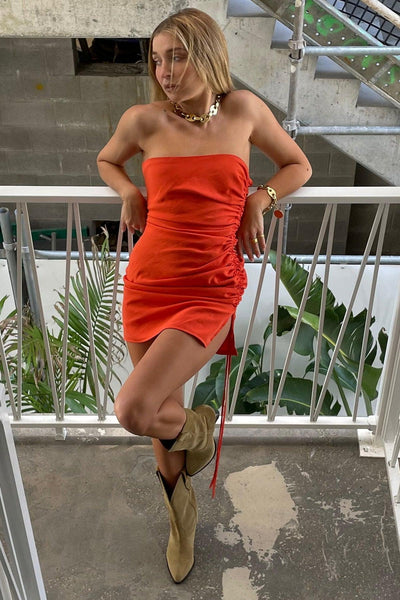 Nobu Mini Dress - Orange - JAUS