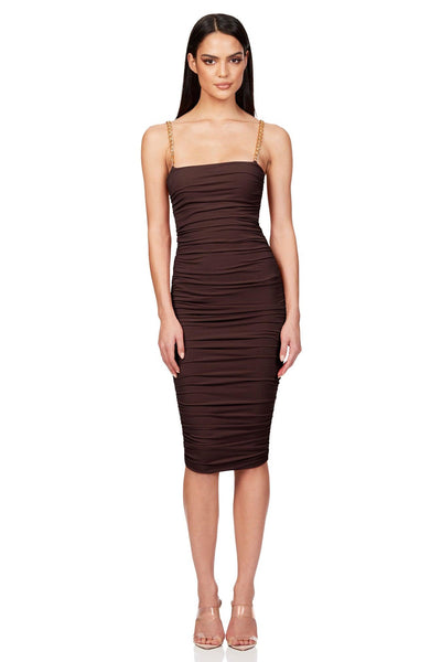 Nookie Allegra Midi Dress - Chocolate - JAUS