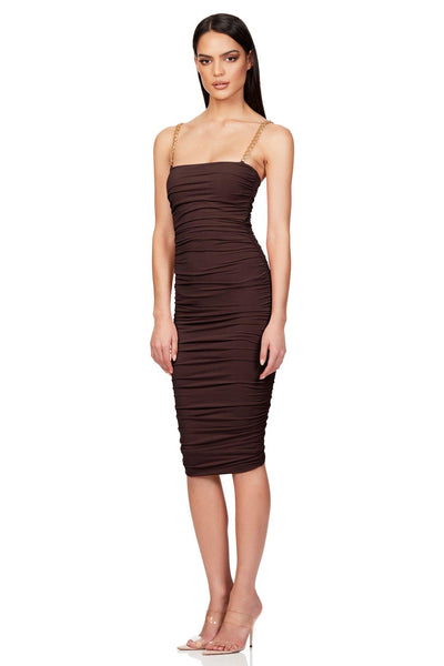 Nookie Allegra Midi Dress - Chocolate - JAUS