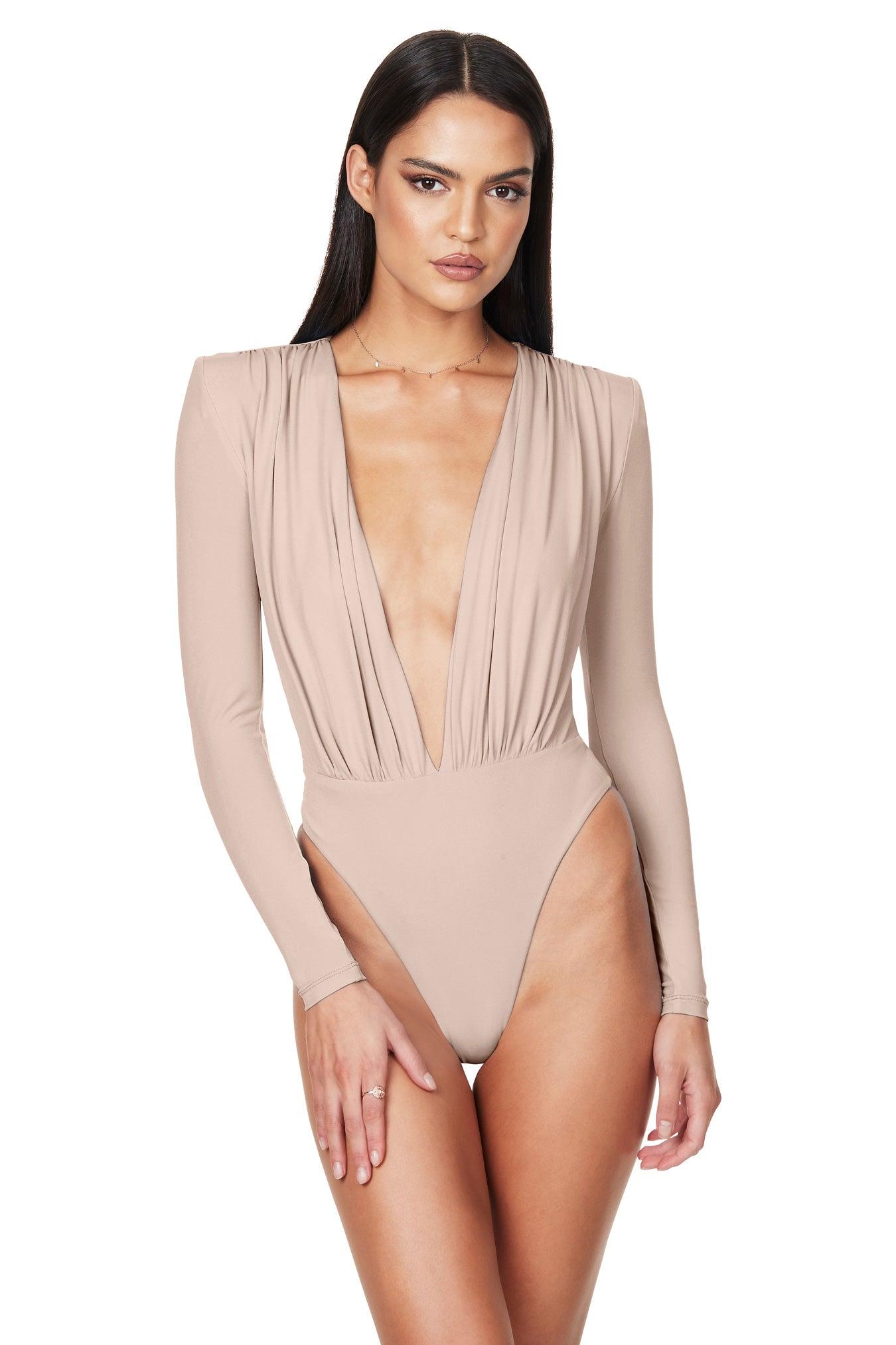 Nookie Dasha Plunge Bodysuit - Latte - JAUS