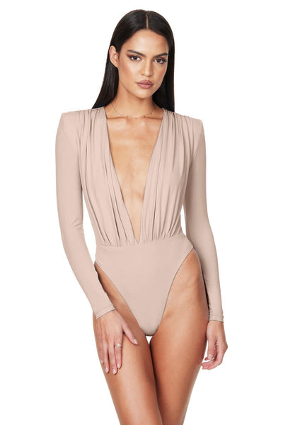 Nookie Dasha Plunge Bodysuit - Latte - JAUS